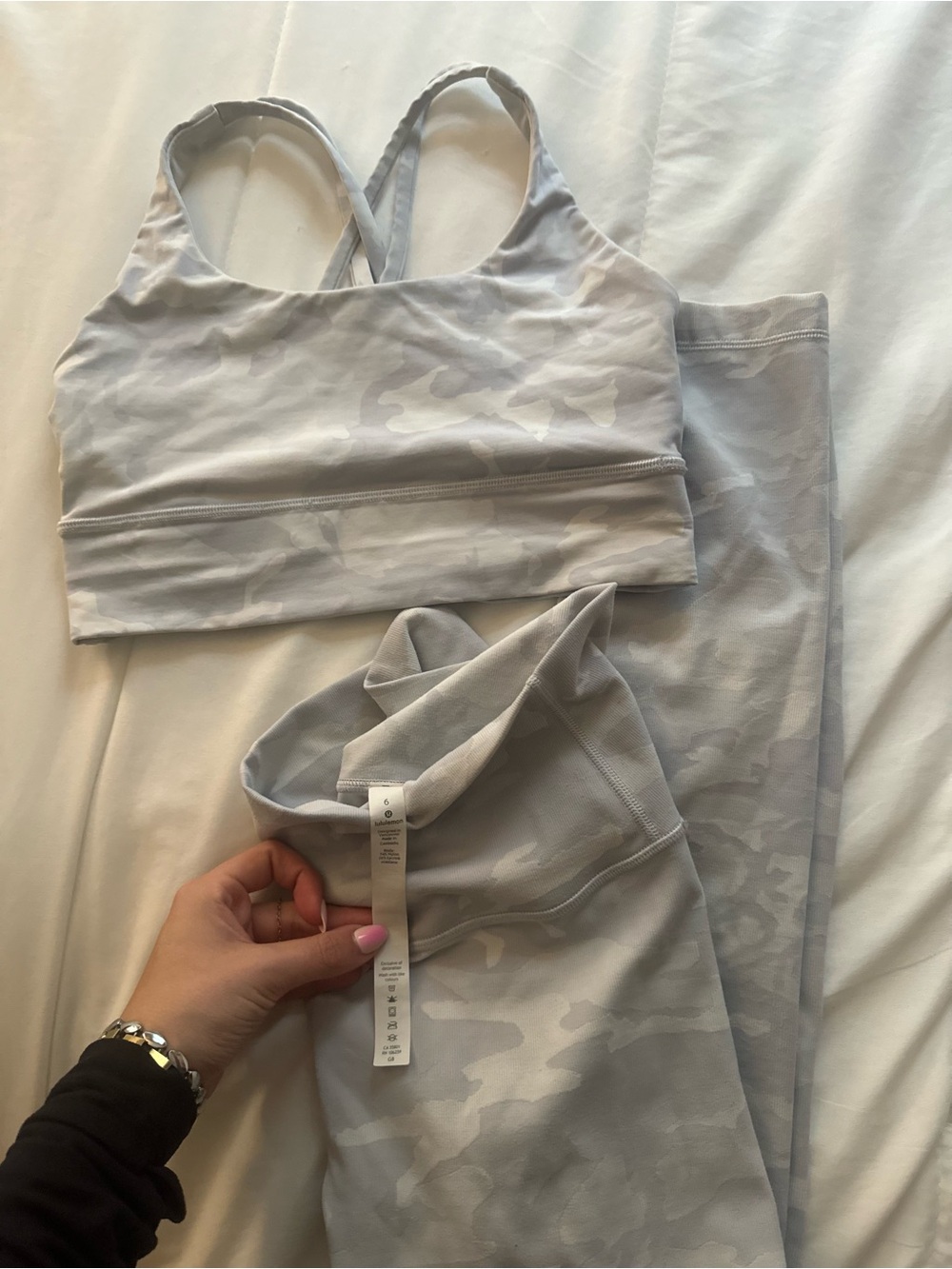 lululemon athletica Light Gray Camo Leggings & Sports Bra Set